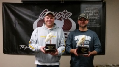 1st place Troy Sand and Scott Larson with 11 coyotes won $2,364.00 in prize money