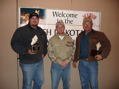 irst place this year went to Tom and Matt Benjamin who brought in a total of 6 coyotes they were awarded $1247.00, Desert Shadow Camo, Dakota Custom Calls and coyote-head trophies.